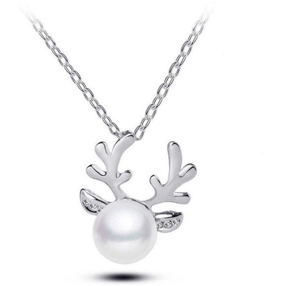 Deer Pearl and Silver Necklace